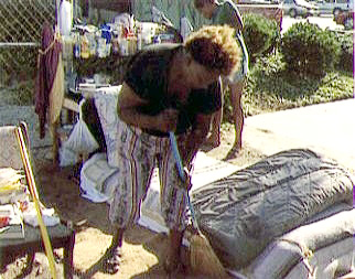 Yogi with broom